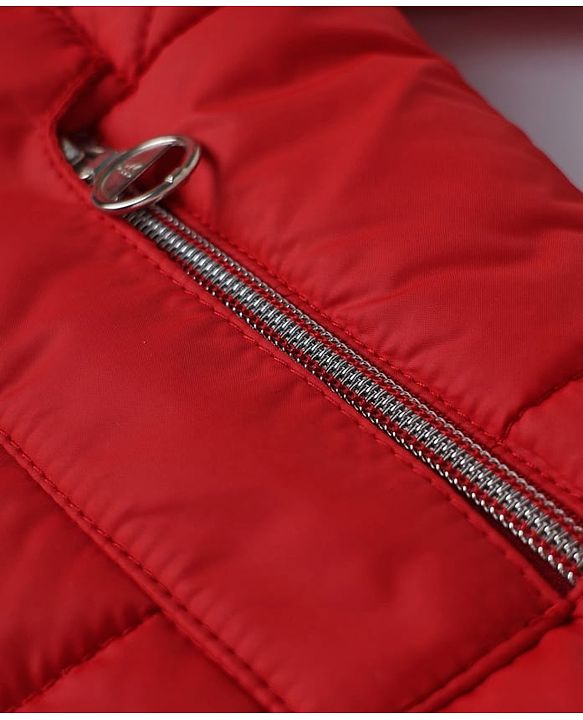 Pine Kids Woven Full Sleeves Padded Quilted Winter Jacket - Red