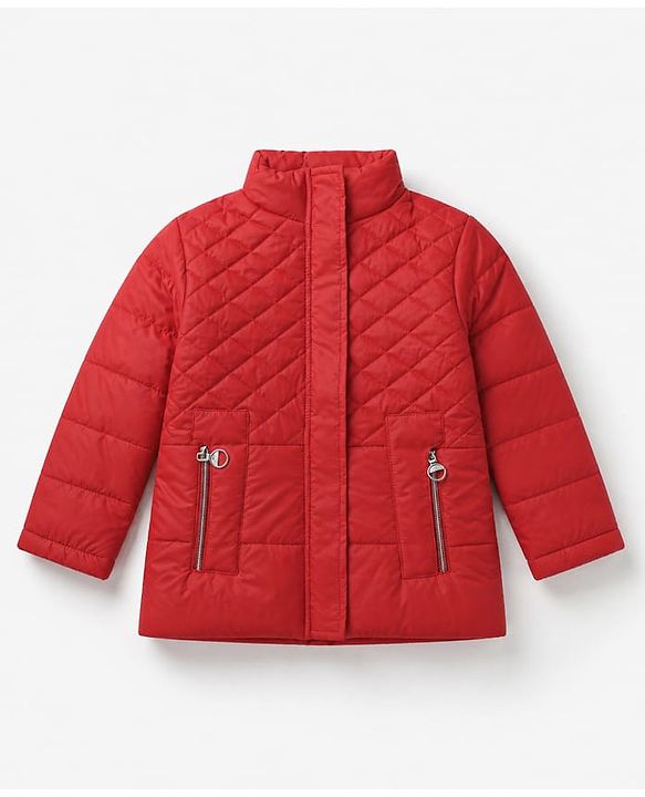 Pine Kids Woven Full Sleeves Padded Quilted Winter Jacket - Red
