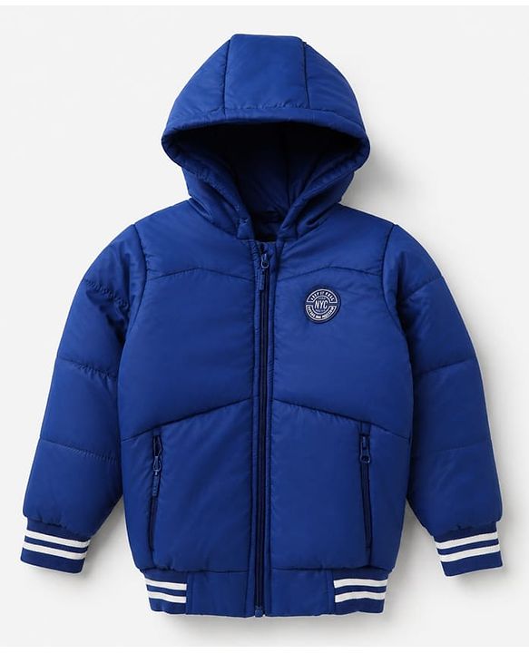 Pine Kids Woven Full Sleeves Padded Hooded Winter Jacket - Royal Blue