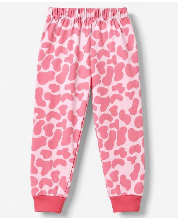 Babyhug Cotton Knit Full Sleeves T-Shirt & Pyjama Night Suit With Giraffe Print - Pink