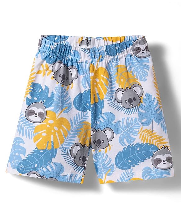 Babyhug Cotton Knit Half Sleeves Koala Printed Co-Ords T-Shirt & Shorts Night Suit -White
