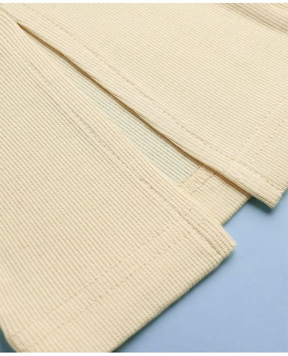 Pine Kids Cotton Lycra Knit Full Length Flared Leggings With Stretch - Off White