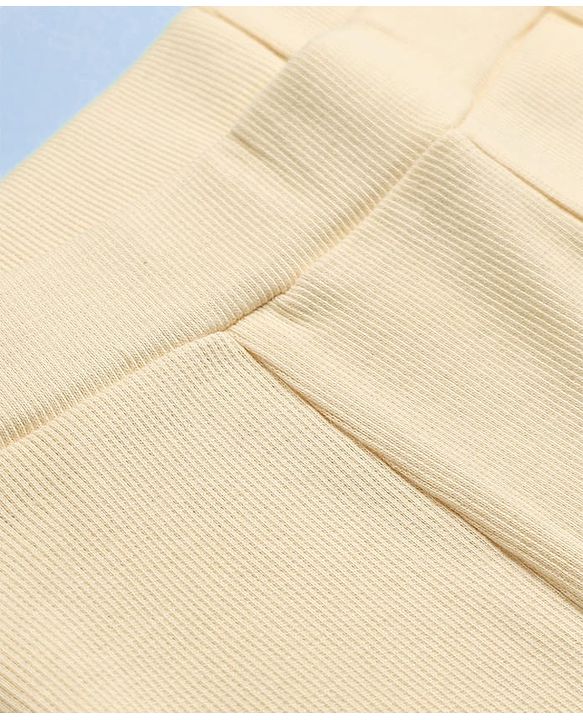 Pine Kids Cotton Lycra Knit Full Length Flared Leggings With Stretch - Off White