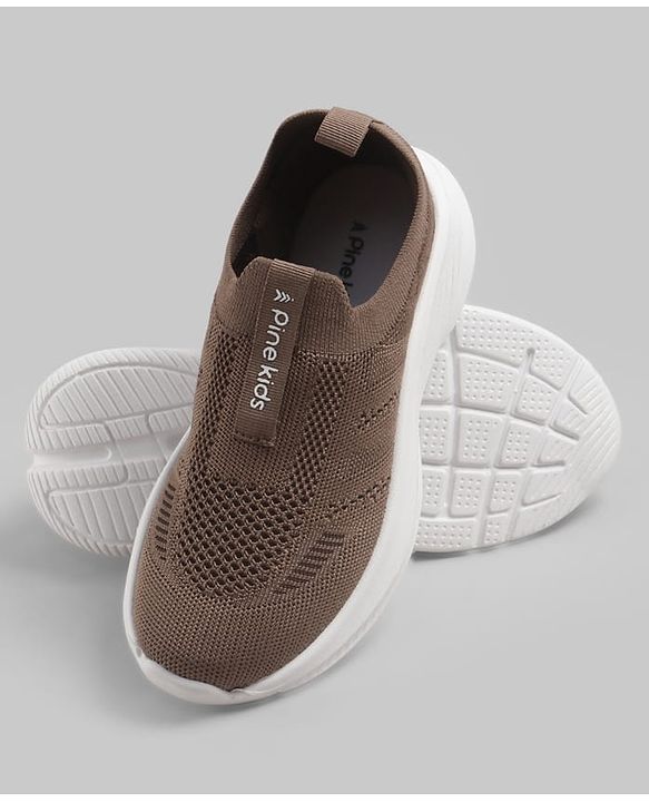 Pine Kids Slip On Sneaker Shoes With Logo Design - Grey