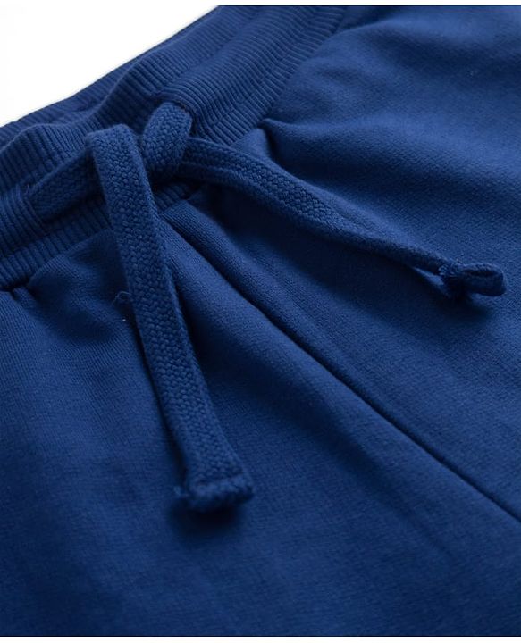 Pine Kids Knit Full Length Lounge Pant With Cargo Pockets & Text Print - Navy Blue