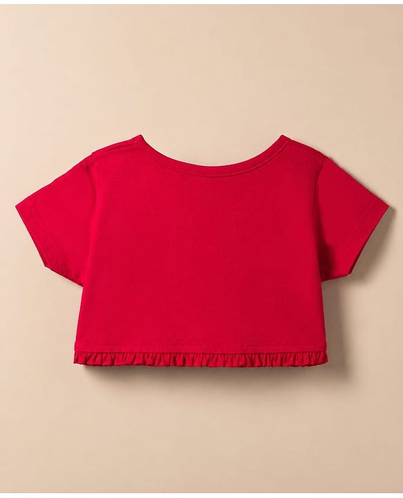 Babyhug Poplin Woven Half Sleeves Shrug With Floral Printed Frock - Red
