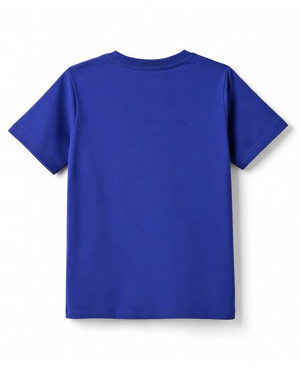 Pine Kids Cotton Knit Half sleeves T-Shirt with Mountain & Text Print - Blue