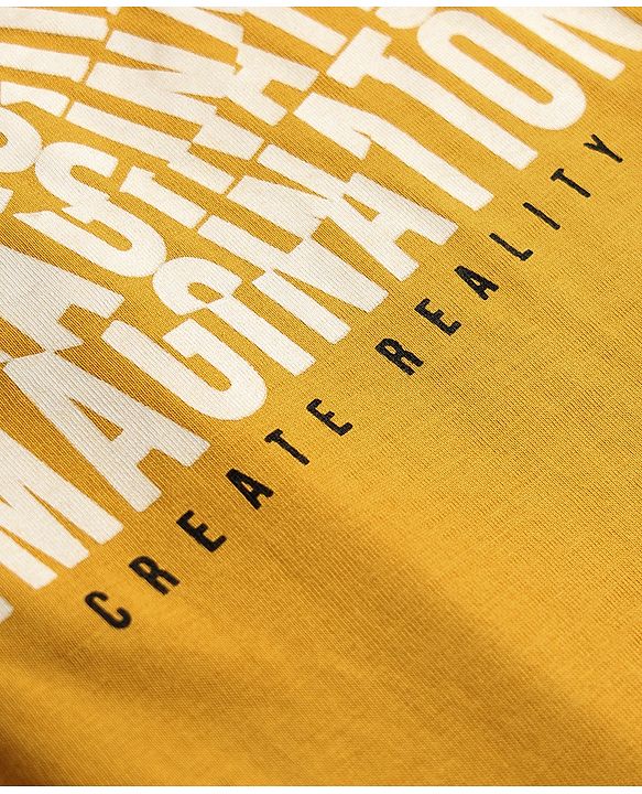 Pine Kids 100% Cotton Knit Half Sleeves Text Printed T-Shirt - Yellow