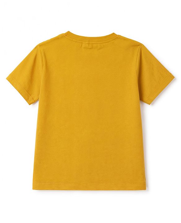Pine Kids 100% Cotton Knit Half Sleeves Text Printed T-Shirt - Yellow