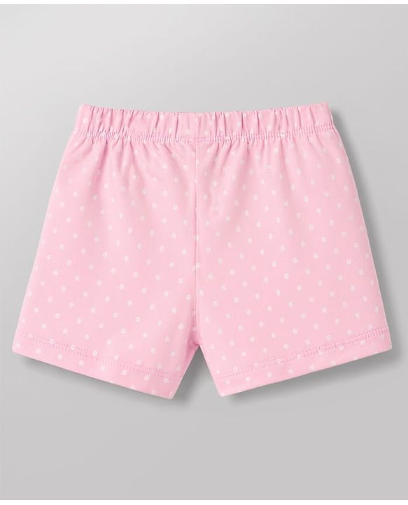 Babyhug 100% Cotton Knit Half Sleeves Kitty Printed T-Shirt & Shorts Night Suit With Bow Applique - Pink