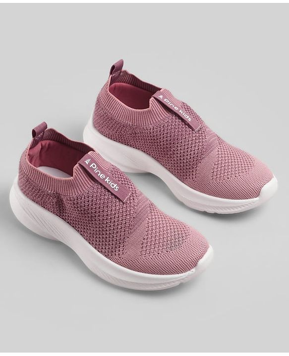 Pine Kids Slip On Sneaker Shoes With Logo Design - Pink