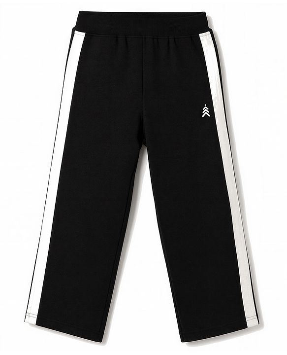 Pine Kids Knit Full Length Track Pant With Side Tape Detailing - Black