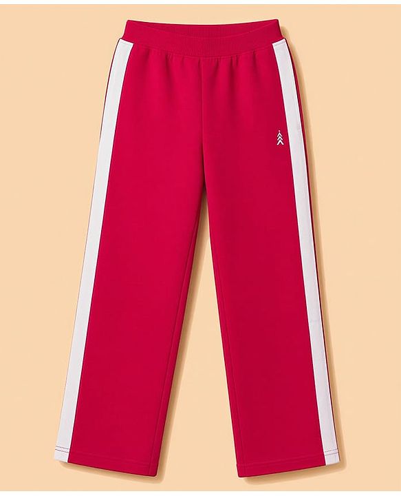 Pine Kids Knit Full Length Track Pant With Side Tape Detailing - Red
