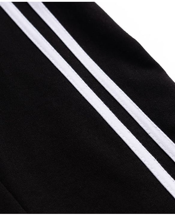 Pine Kids Cotton Knit Full Length Solid Track Pant - Black