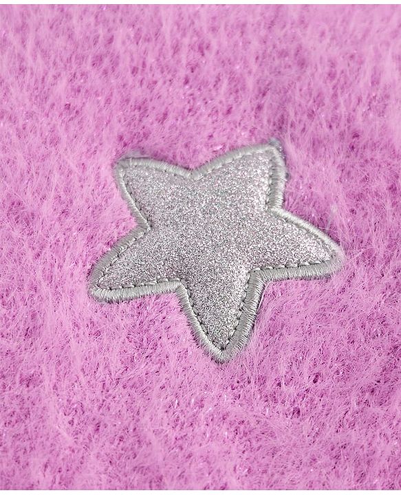 Babyhug Knitted Full Sleeves Pullover with Star Embroidery - Pink