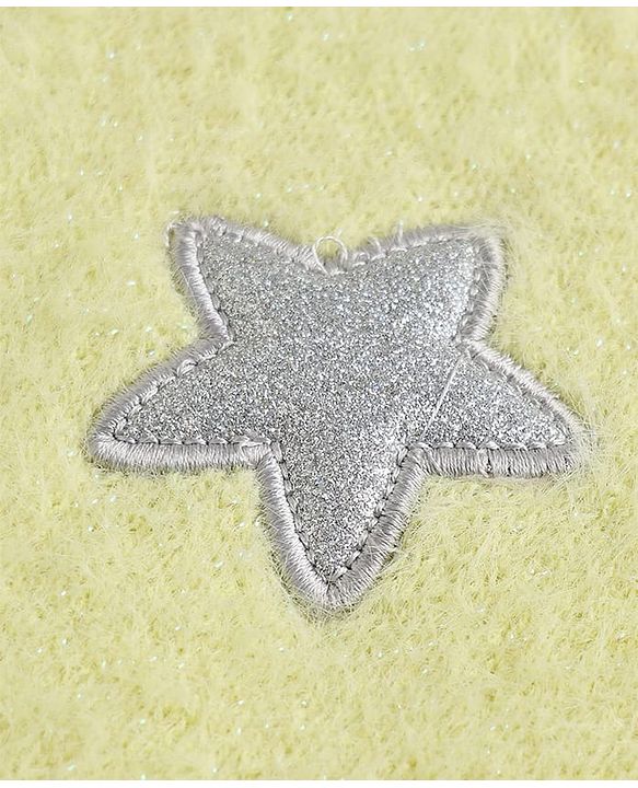Babyhug Knit Extra Soft Hairy Eyelash Yarn ted Full Sleeves Pullover with Star Embroidery - Yellow