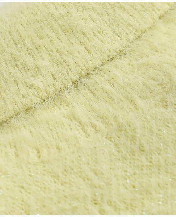 Babyhug Knit Extra Soft Hairy Eyelash Yarn ted Full Sleeves Pullover with Star Embroidery - Yellow