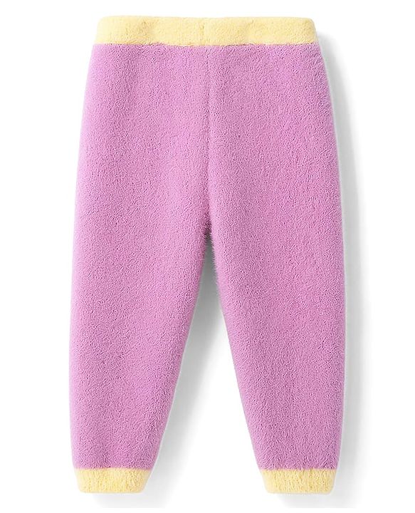 Babyhug Knitted Full Sleeves Sweatshirt & Pant Winter Wear Suit With Floral Print - Pink