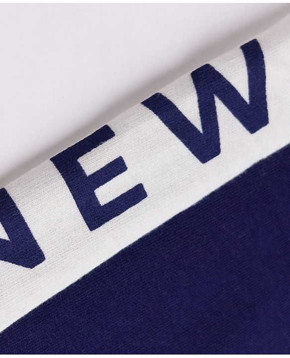 Pine Kids Cotton Knit Full Length Lounge & Track Pant With Text Print - Navy Blue
