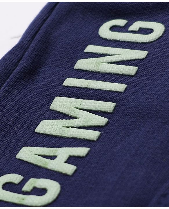 Pine Kids Knit Full Length Lounge Pant with Gaming Mode Print - Navy Blue