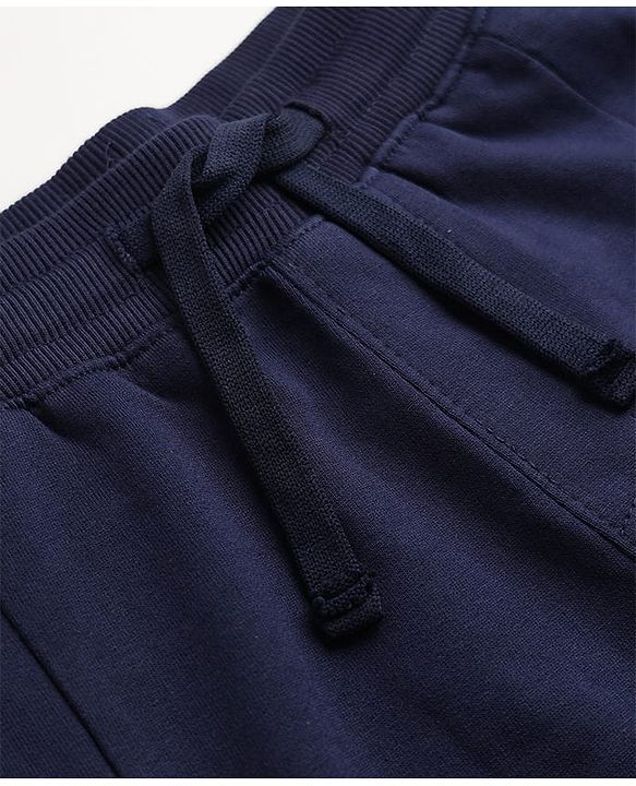 Pine Kids Cotton Knit Full Length Lounge Pants With Text Print - Navy Blue