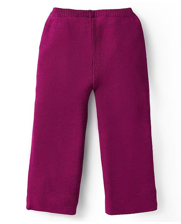 Babyhug Full Sleeves Sweater Knit & Pant Winter Wear Suit With Heart Design - Fuchsia