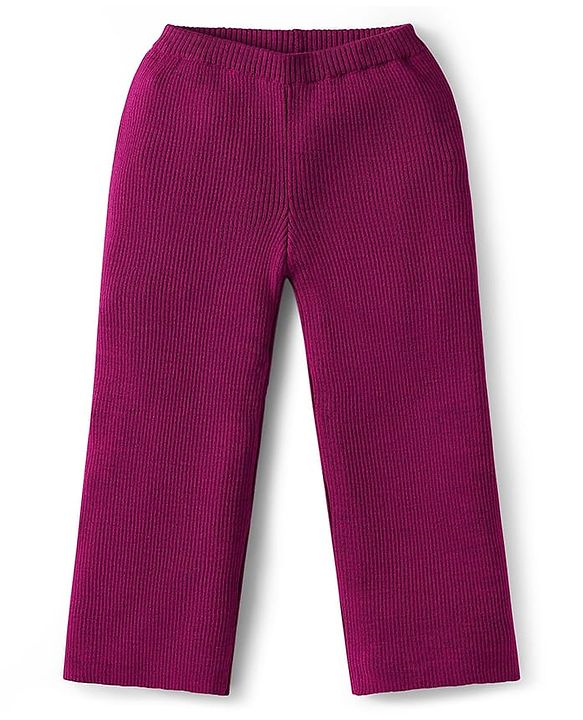 Babyhug Full Sleeves Sweater Knit & Pant Winter Wear Suit With Heart Design - Fuchsia