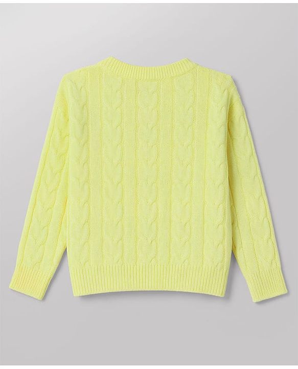 Babyhug Knitted Full Sleeves Sweatshirt & Pant Co-Ord Winter Wear Suit - Limegreen