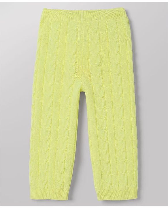 Babyhug Knitted Full Sleeves Sweatshirt & Pant Co-Ord Winter Wear Suit - Limegreen