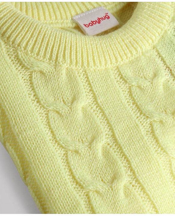 Babyhug Knitted Full Sleeves Sweatshirt & Pant Co-Ord Winter Wear Suit - Limegreen