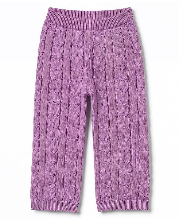Babyhug Knitted Full Sleeves Sweatshirt & Pant Co-Ord Winter Wear Suit - Lavender