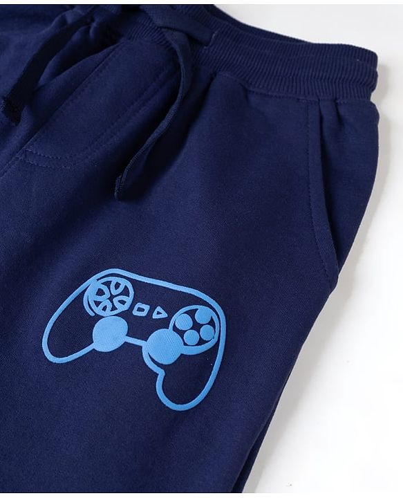 Pine Kids Knit Full Length Game Pad Printed Lounge Pant with Pockets- Blue