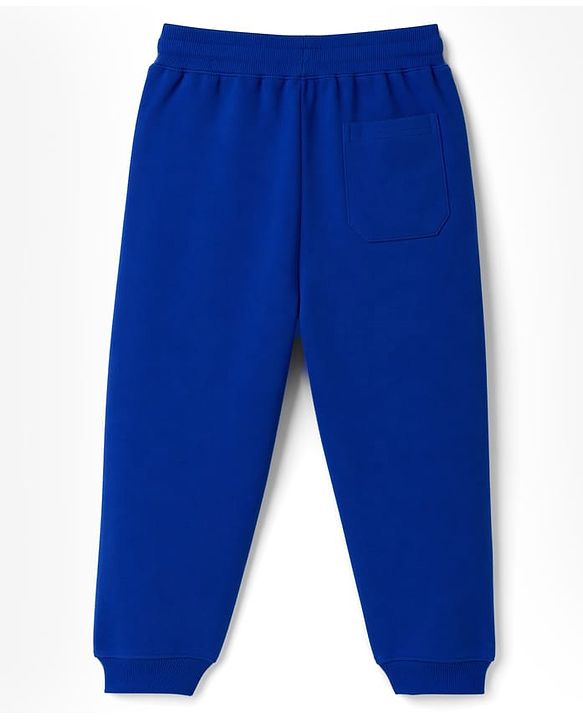 Pine Kids Cotton Knit Full Length Lounge & Track Pant With Text Print - Navy Blue