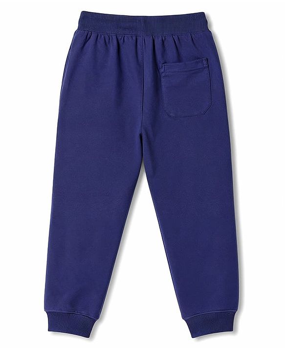 Pine Kids Knit Full Length Text Printed Lounge Pant with Pockets- Navy