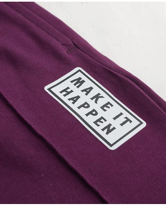Pine Kids Knit Full Length Text Printed Flared Lounge Pant - Plum
