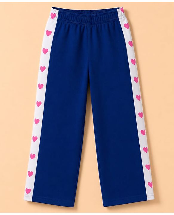 Pine Kids Knit Full Length Hearts Printed Pant - Navy Blue