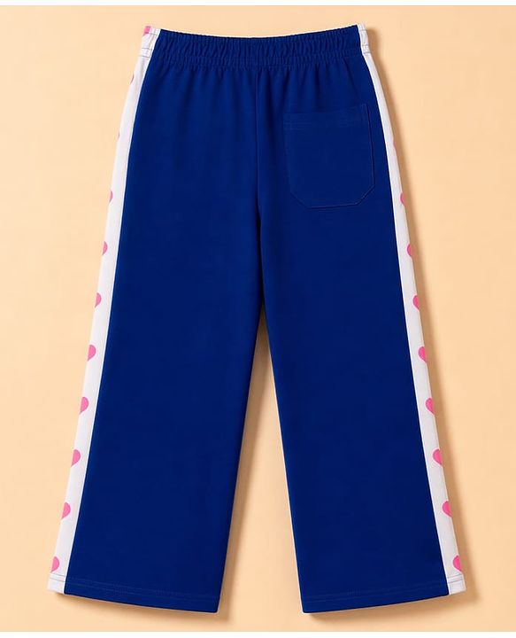Pine Kids Knit Full Length Hearts Printed Pant - Navy Blue