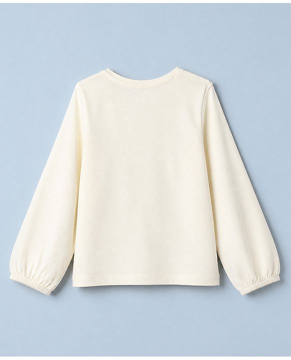 Pine Kids 100% Cotton Linen Knit Full Sleeves Top with Girl You Got This Text and Butterfly Print - White