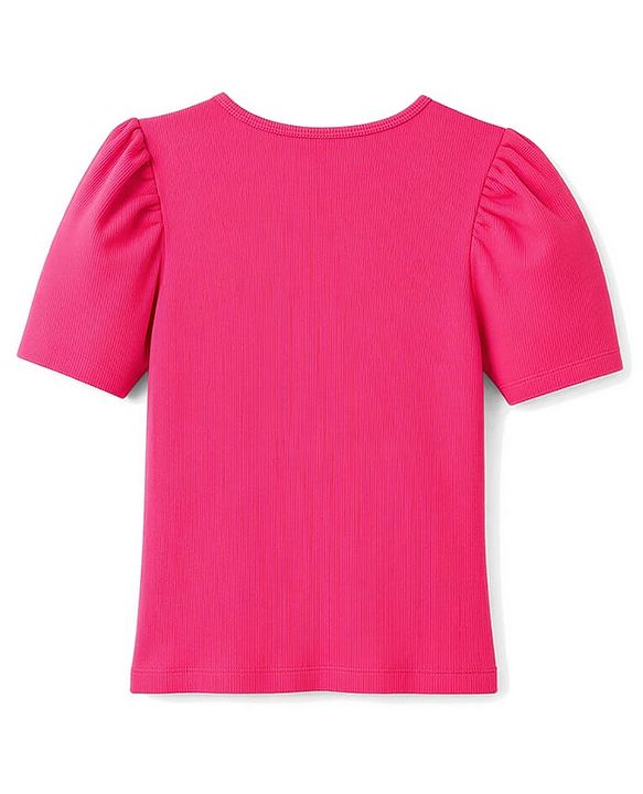 Pine Kids Knitted Half Sleeves Top With Pearl Embellished - Pink