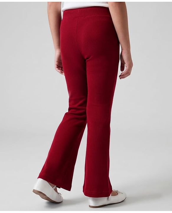 Pine Kids Cotton Lycra Knit Full Length Solid Leggings - Maroon
