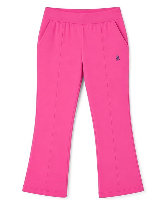 Pine Kids Cotton Lycra Knit Full Length Solid Colour Leggings With Stretch - Pink