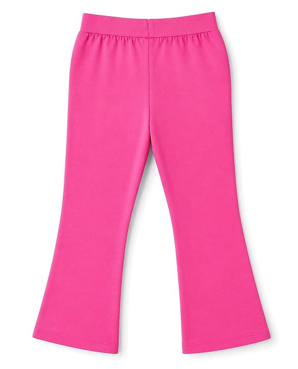 Pine Kids Cotton Lycra Knit Full Length Solid Colour Leggings With Stretch - Pink