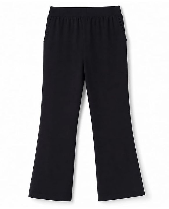 Pine Kids Cotton Lycra Knit Full Length Solid Colour Leggings With Stretch - Black