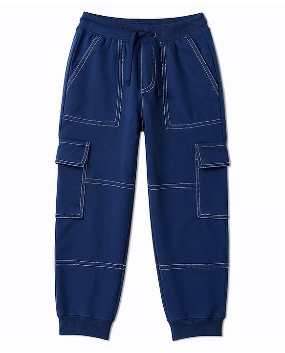 Pine Kids Knit Full Length Solid Colour Cut & Sew Lounge Pant - Navy
