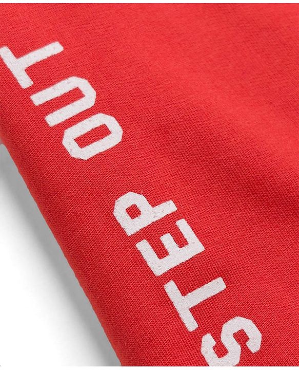 Pine Kids Knit Full Length  Lounge Pant with Text Print & Pockets -  Red