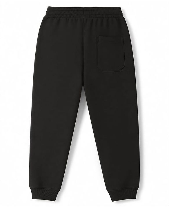 Pine Kids Cotton Knit Full Length Lounge Pants With Text Print - Black