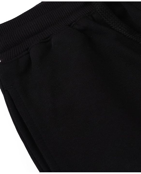 Pine Kids Cotton Knit Full Length Solid Track Pants with Pockets - Black