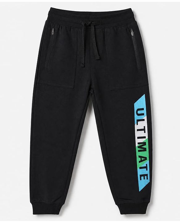 Pine Kids Cotton Knit Lounge Pant with Full Length and Ultimate Print in Black