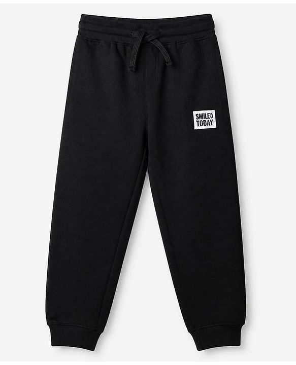 Pine Kids Knit Full Length Lounge Pant with Smile Today Patch - Black