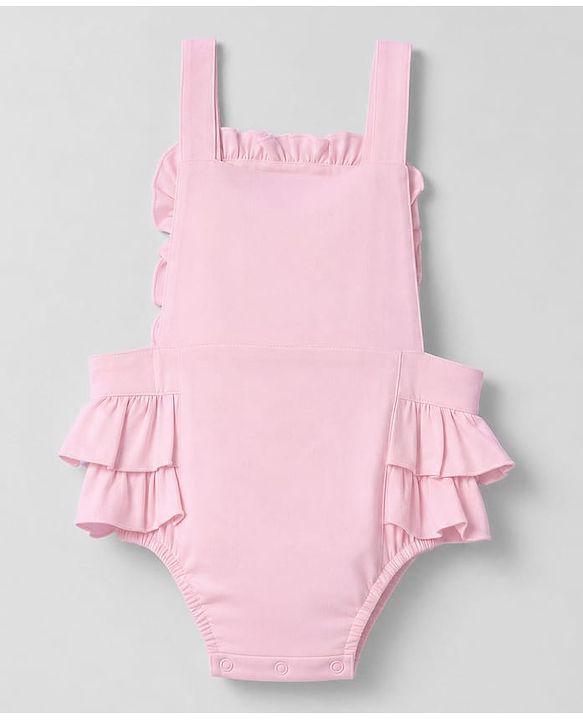 Babyhug 100% Cotton Interlock Knit Half Sleeves Bunny Print Onesie With Polka Dot Printed Tee - Light Pink